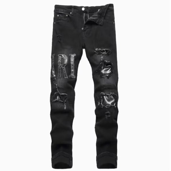Men's Trendy Ripped Jeans with Slim Fit, Tapered Legs, Versatile Knee Zipper, Biker Style Casual Pants