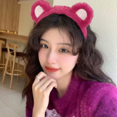 韓国東大門ぬいぐるみクマ耳イチゴクマヘッドバンド 2025 新しい洗顔ヘッドバンドヘアピン女性の帽子