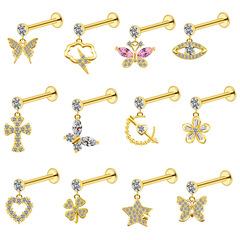 Gepai Amazon Cross-border Butterfly Lip Ring Cloud Star Heart-shaped Eye Pin Lip Ring Factory Direct Sale