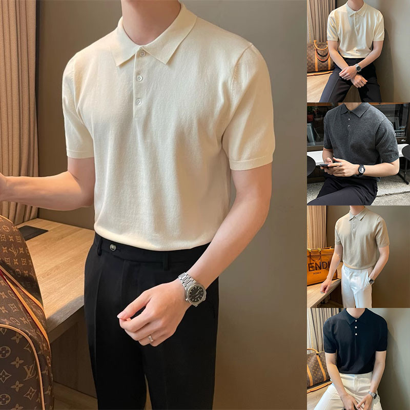 男士POLO衫翻领短袖针织衫主图