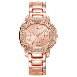 外贸热销时尚休闲方形手表合带水钻女表简约轻奢镶钻女士手表批发