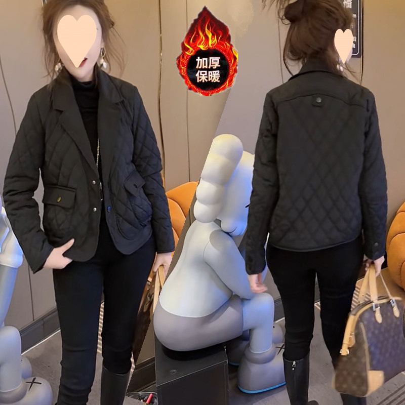 2025秋冬新款高檔純色外套上衣女休閒百搭氣質減齡顯瘦輕薄小棉襖