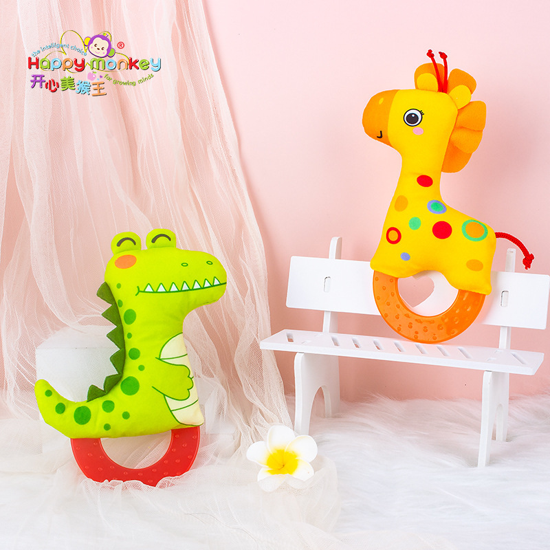 Feliz mono bebé sonajero bebé mordedor juguete sonajero recién nacido felpa consolador muñeca juguete