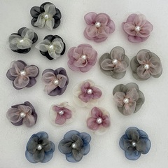花アクセサリーオーガンザ新パールフラワー diy ヘアピン頭飾り携帯電話ケース衣類装飾アクセサリー材料