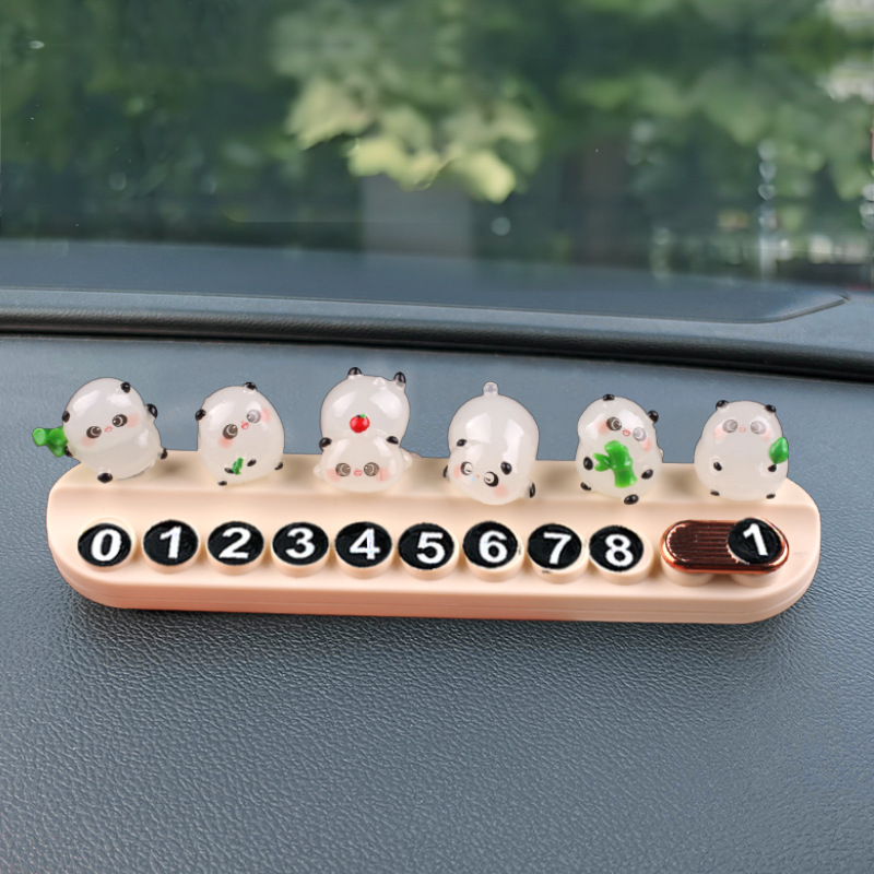 Creativo de luz nocturna Panda estacionamiento de automóviles placa de matrícula de estacionamiento temporal encantador dibujos animados decoración interior del automóvil