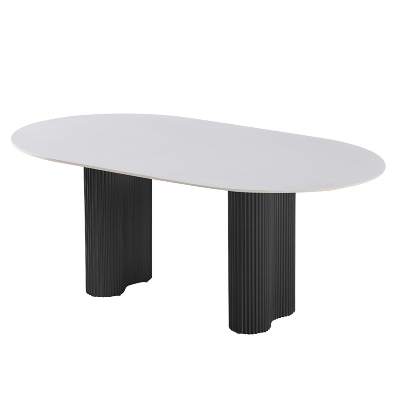 Mesa de comedor moderna y simple de tabla de roca casera estilo medieval nueva mesa de comedor casera hermosa mesa de piernas de maní