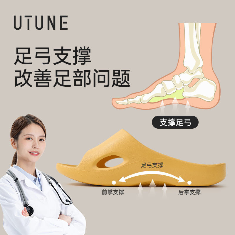 Optimized Arch Support Sandals for Women, Summer Couples, Flat Foot Slippers, Home Indoor Household Bathing Non-Slip Men's Slippers