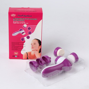 Power manufacturers wholesale six-in-one face beauty container electric rotary massage cleanser