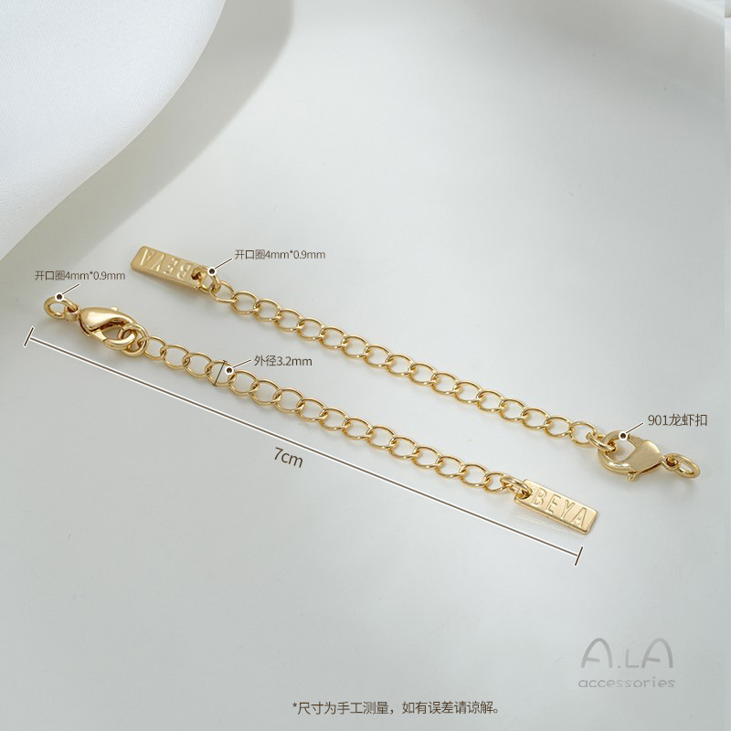 延长链批发14K包金小长方吊牌椭圆爱心尾链diy手链项链饰品加长链|undefined