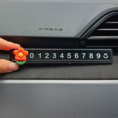 phone network red creative | Other Automotive Interior Supplies - red-flowers-and-green-leaves-black-alloy-sliding-parking-card