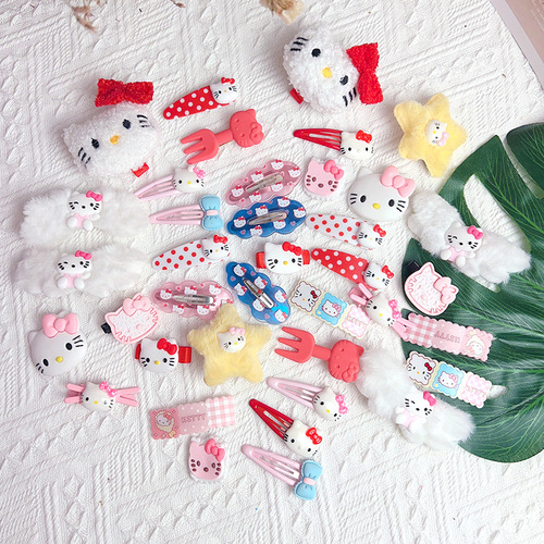 Cute cartoon hair clip, sweet girl heart, edge clip, Japanese children's hair accessory style, plush animal candy mini hair decoration