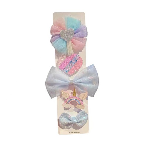 New children's bow Frozen tiara blue mesh snowflake set princess hair accessories hair clip