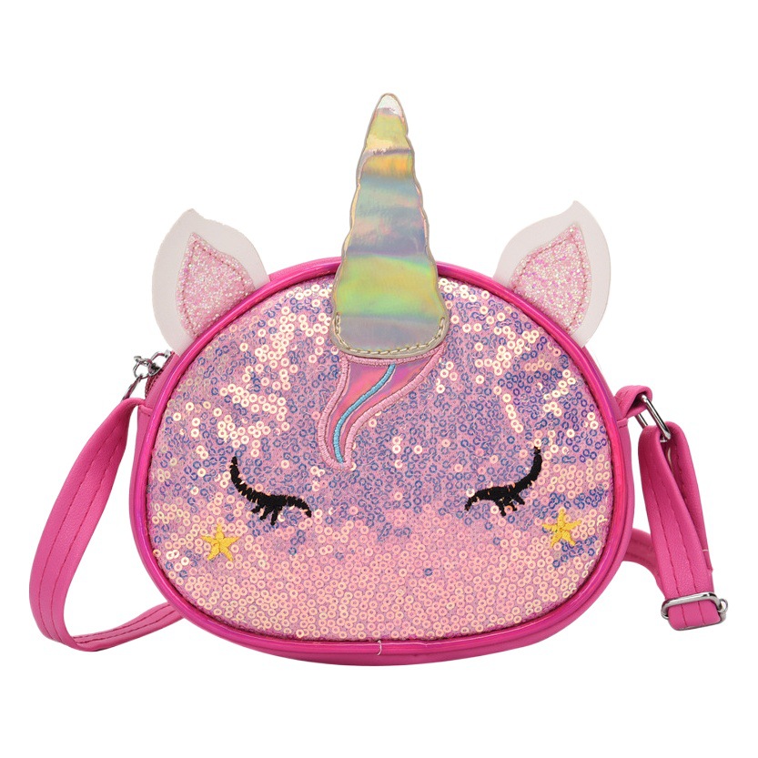 Colorido brillante unicornio bebé niña linda de dibujos animados moda princesa bolsa de hombro bolsa de mensajero bolsa de los niños