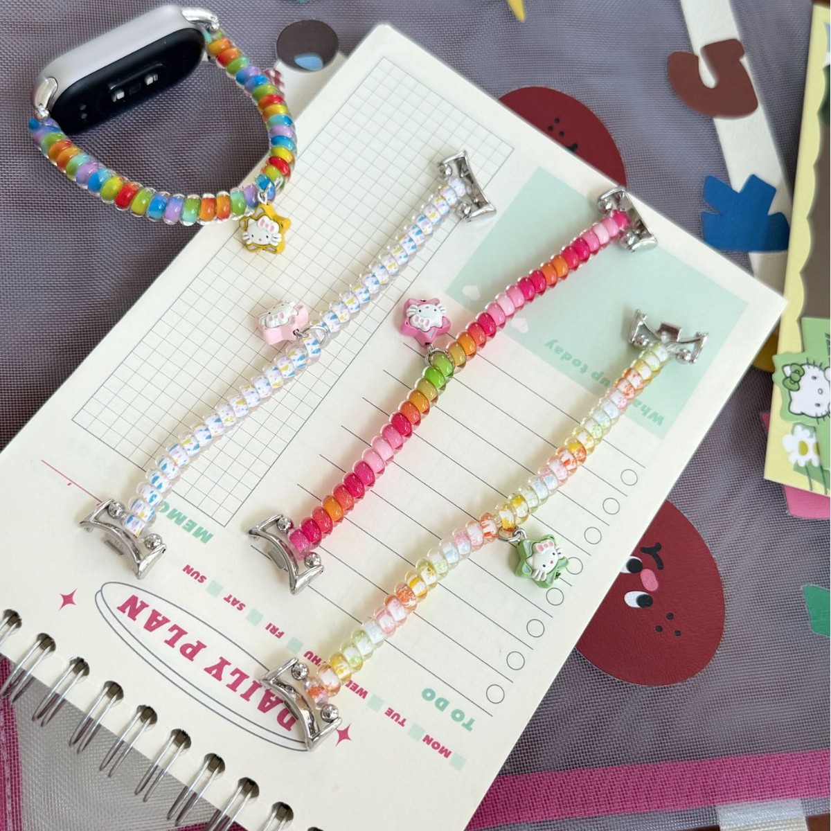 弹力kitty电话绳表带适用于Xiaomi小米手环10/9/8代