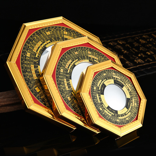 Wholesale home-style round mirror for hanging on the main gate, entrance, or balcony, convex mirror, Nine Palace Mirror, Five Emperors Coin, door-facing door gourd