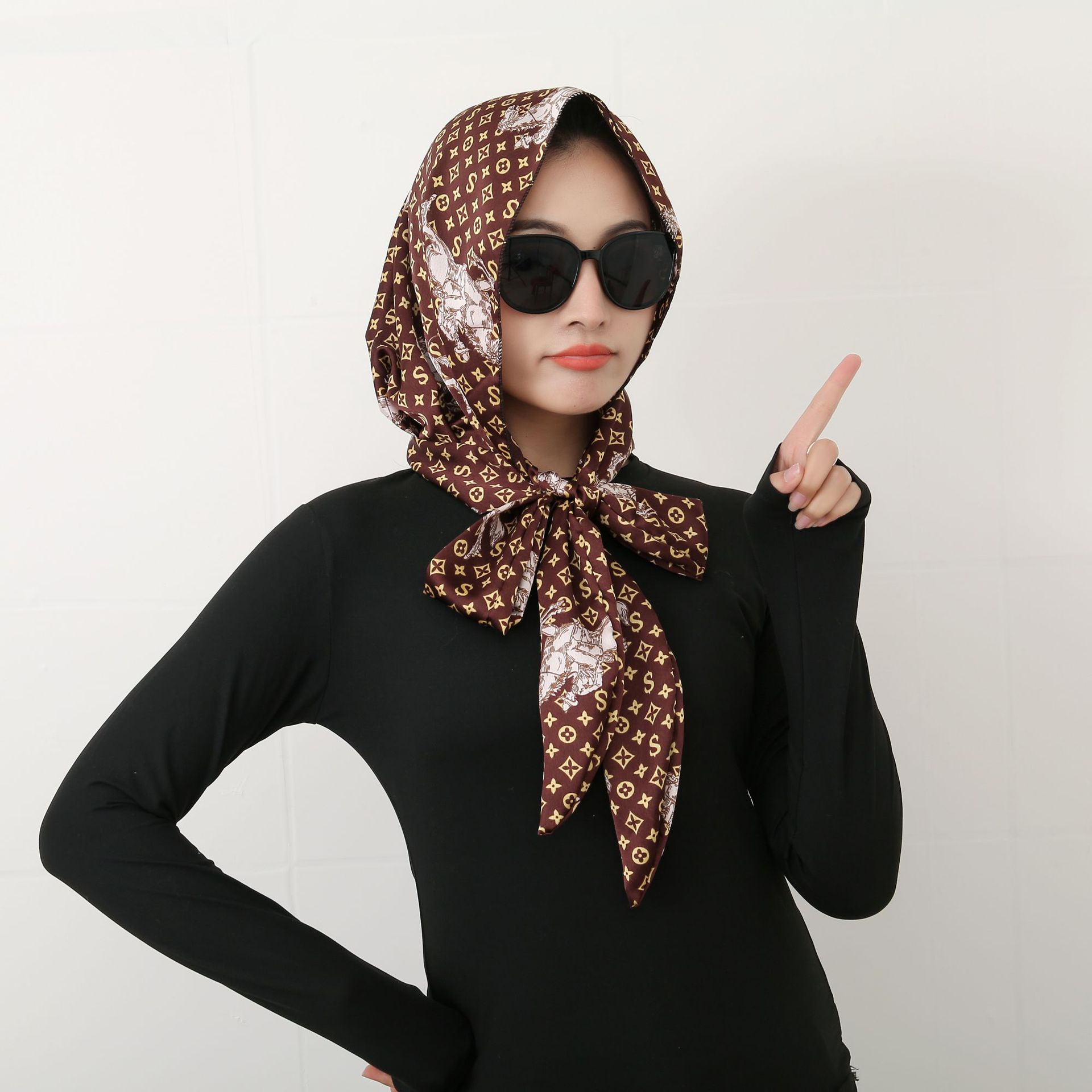 90g Weight Silk Scarf Classification Daily Occasion Satin Material Flower Pattern Summer, Spring Season Women's Gender Printing Design Elegant, Retro Style Women's Elegant Retro Flower Satin Printing Silk Scarf 3