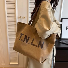 Large Capacity Canvas Bag for Women 2024 New Single Strap Casual Versatile Tote Bag for University Students Class Commuting