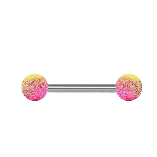 14G European and American stainless steel frosted diamond tongue nail rose gold breast nail ring Amazon cross-border body piercing jewelry