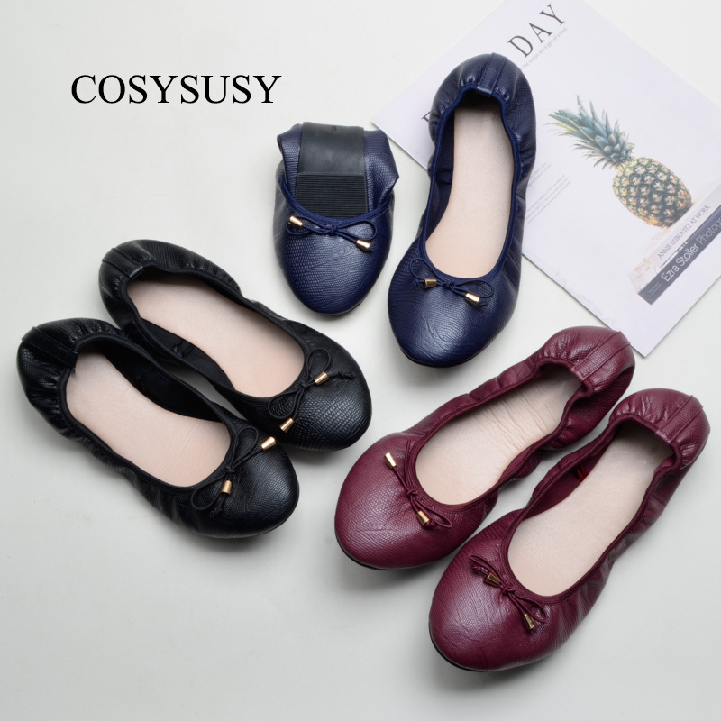 2026 New Model Soft-Soled Egg Roll Shoes for Foreign Trade and Cross-Border Sales, Black Versatile Shallow-Mouth Women's Flats with Bowknot, Comfortable Maternity Shoes