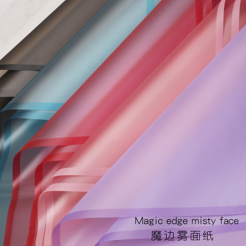 Huaxi sólido color niebla superficie de papel de borde de magia comercio exterior al por mayor semitransparente impermeable Hansu papel ramo de flores materiales de embalaje florista