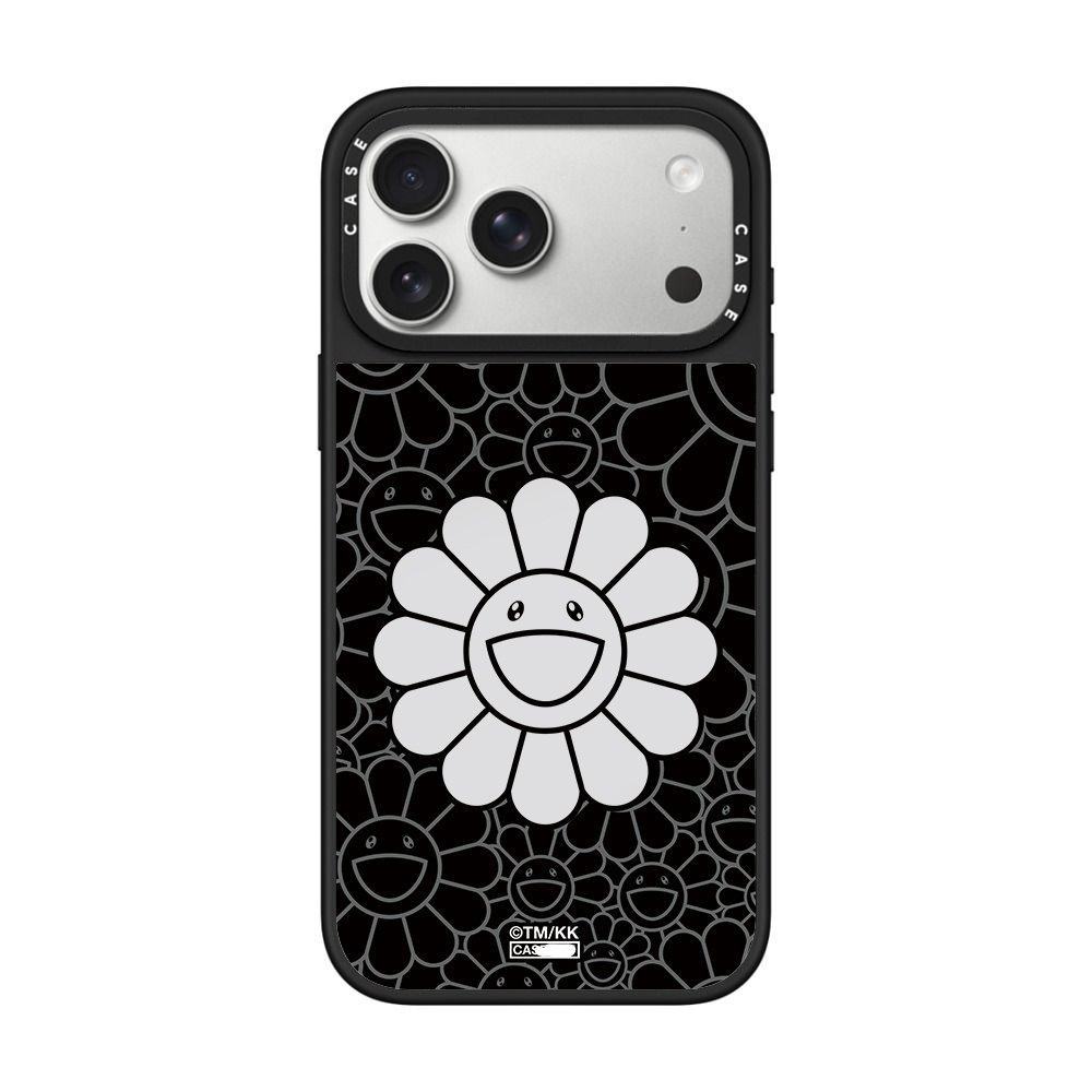 Black sunflower black frame mirror