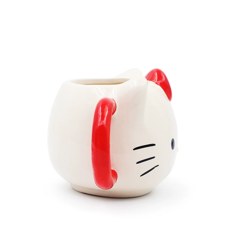 Кружка «Котик» (KT Cat), керамическая 450 мл, 3D ручка-бантик, детская мультяшная