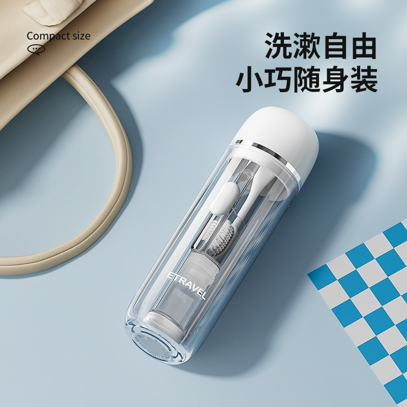 Mini taza de viaje de moda, cepillo de dientes portátil, kit de lavado, caja de almacenamiento de artículos de tocador de viaje, taza de enjuague bucal multifuncional