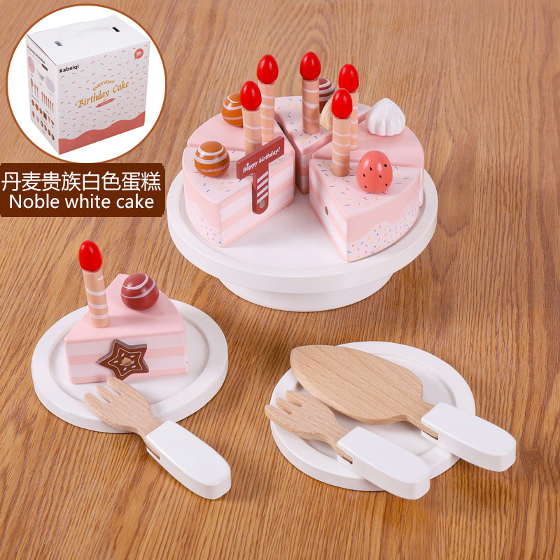 Juguetes transfronterizos CE / CPC madera simulación casera aristocrática danesa tienda blanca caja registradora pastel de pizza