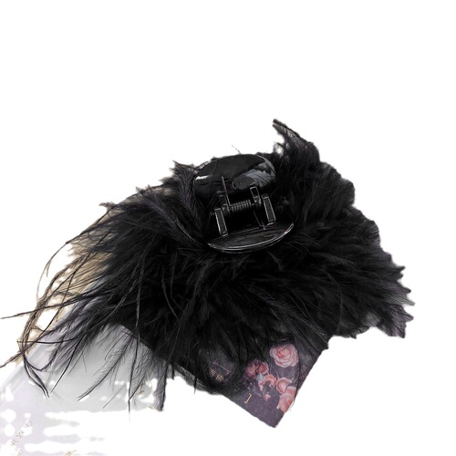 Large feather hair clip, ostrich feather half-tied hair, chicken feather shuttlecock hair clip, hair clip on the back of the head, hair shark clip