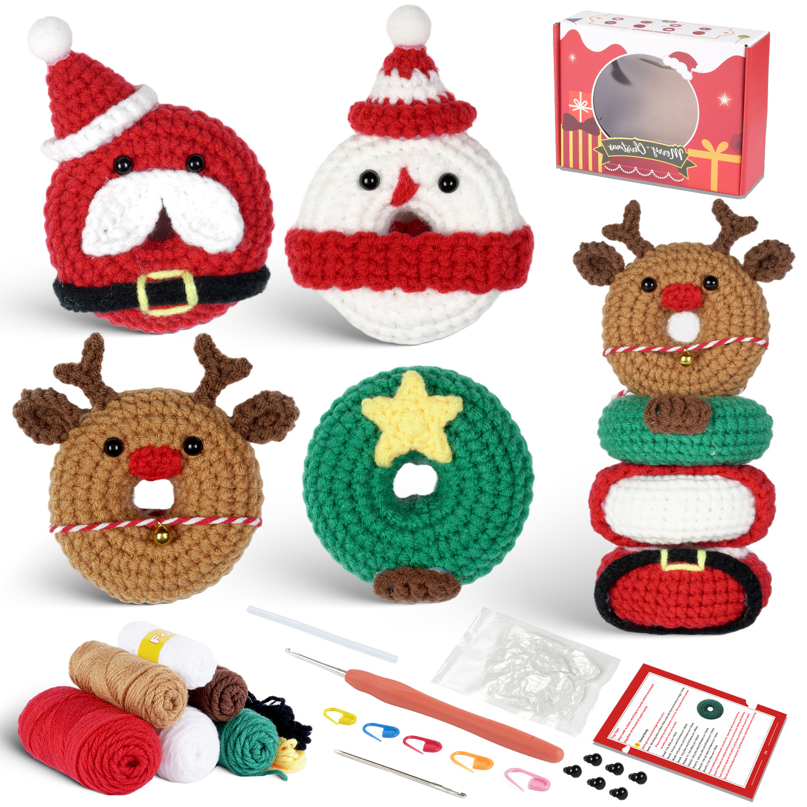 Pacchetto di materiali per uncinetto per bambole manuali unisex, ornamenti per tessitura fai da te fatti a mano, regalo di Natale per Halloween_voghion.com