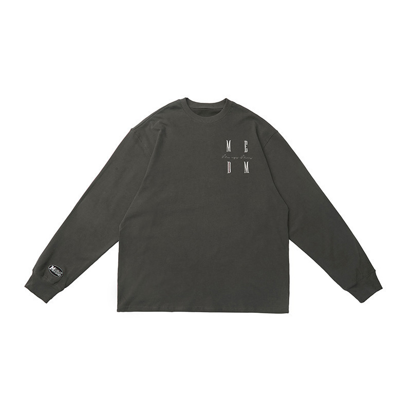 【王鶴山吹同金】ME国潮牌長袖純綿tシャツ男女春秋にロゴプリントがゆるい|undefined