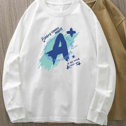 White pure cotton women's long-sleeve T-shirt Korean style round neck basic top large size casual autumn 230g women's T-shirt top