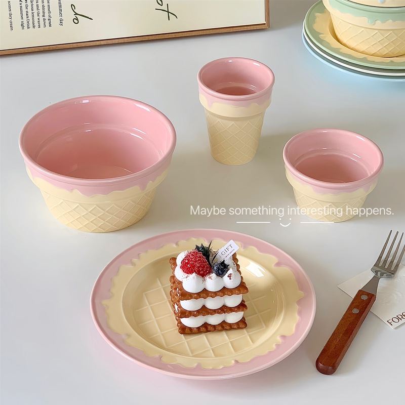Korean Style Tableware Creative Yogurt Bowl Ins Style High Beauty Value Dessert Oatmeal Bowl Girls' Heart Household Ice Cream Bowl