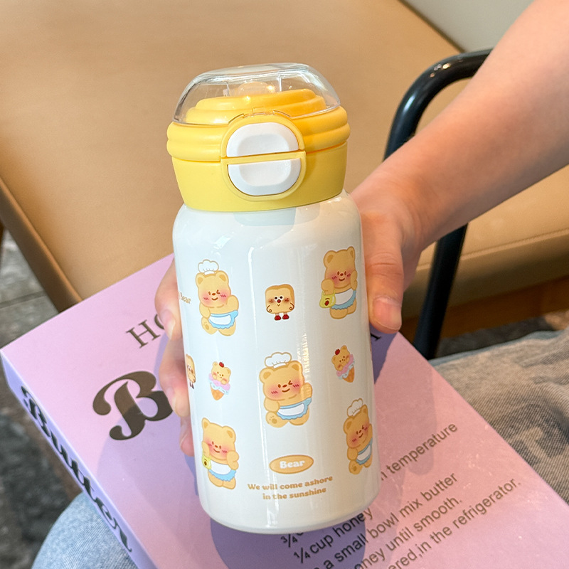 新款316不锈钢保温杯ins高颜值便携大容量吸管杯双饮口两用弹跳杯|undefined