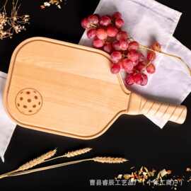 跨境木质披萨盘家用早餐带手柄面包牛奶盘桌面菜板芝士牛排托盘