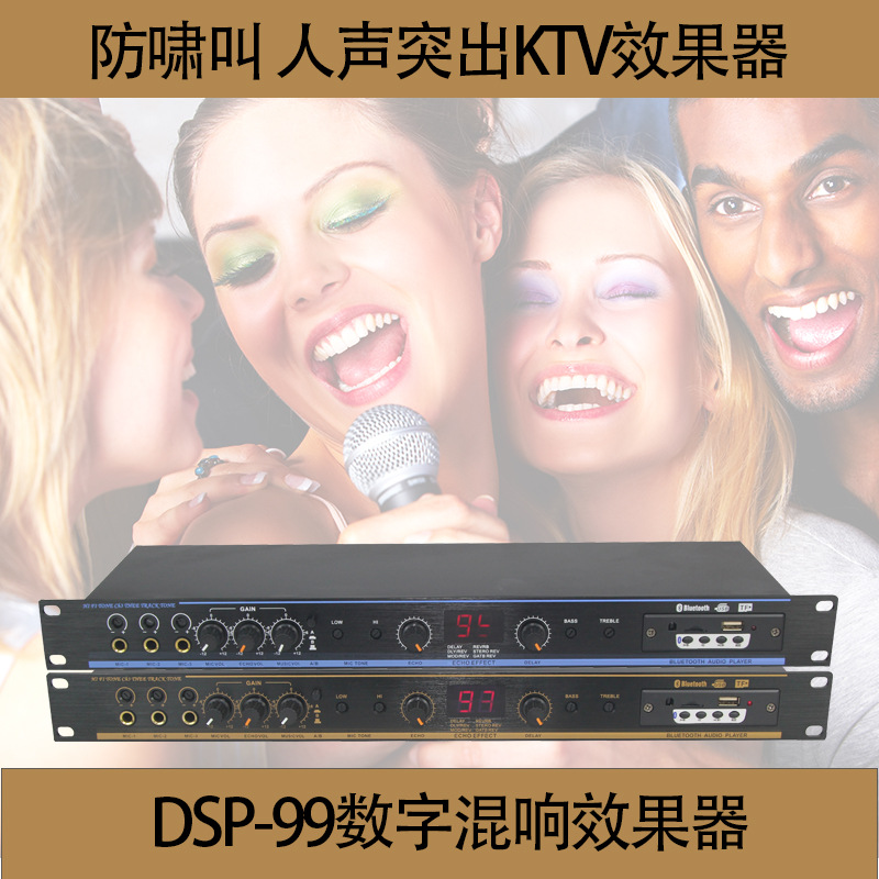 (2개) DSP99 사전 단계 이펙터 KTV 안티 하울 블루투스 잔향기 노래방 홈 프리 앰프 튜너