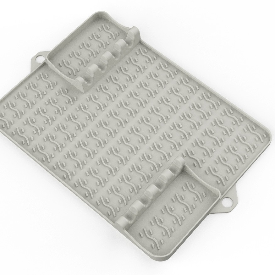 이중 귀 물 패턴 바베큐 도구 매트 그레이