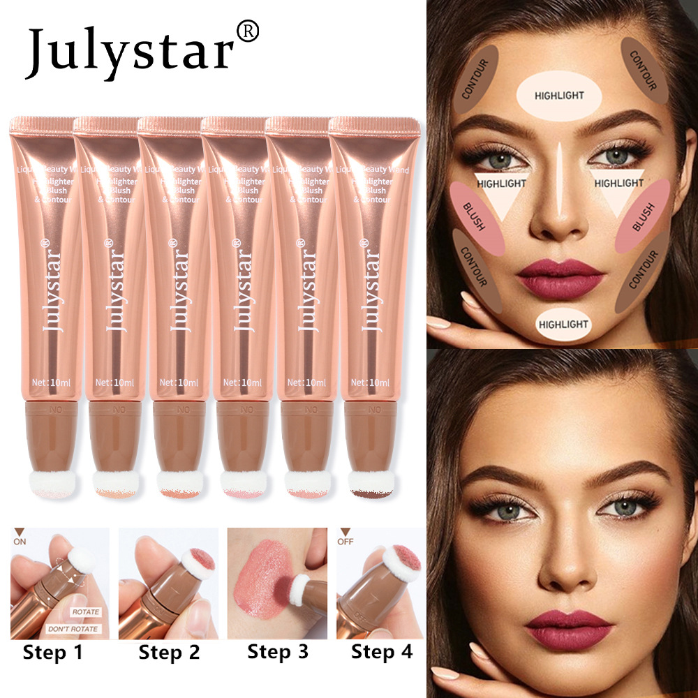 Cross-border liquid blush Highlighter contouring pen Pearlescent fine Shimmering matte beauty stick Natural brightening cushion Blush stick undefined