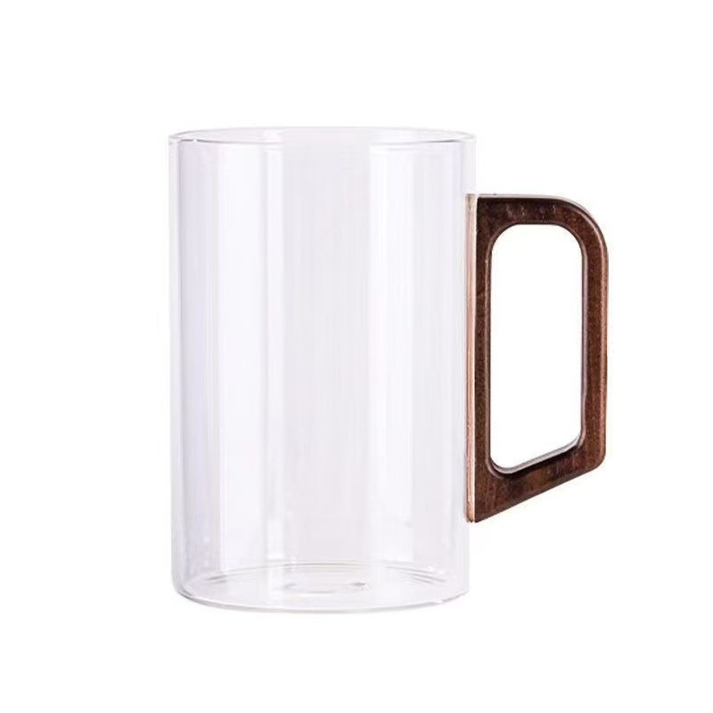Taza de vidrio de alto silicio de silicio con mango, taza de té de vidrio, separación de agua, separación de té, taza de té personalizada para el hogar