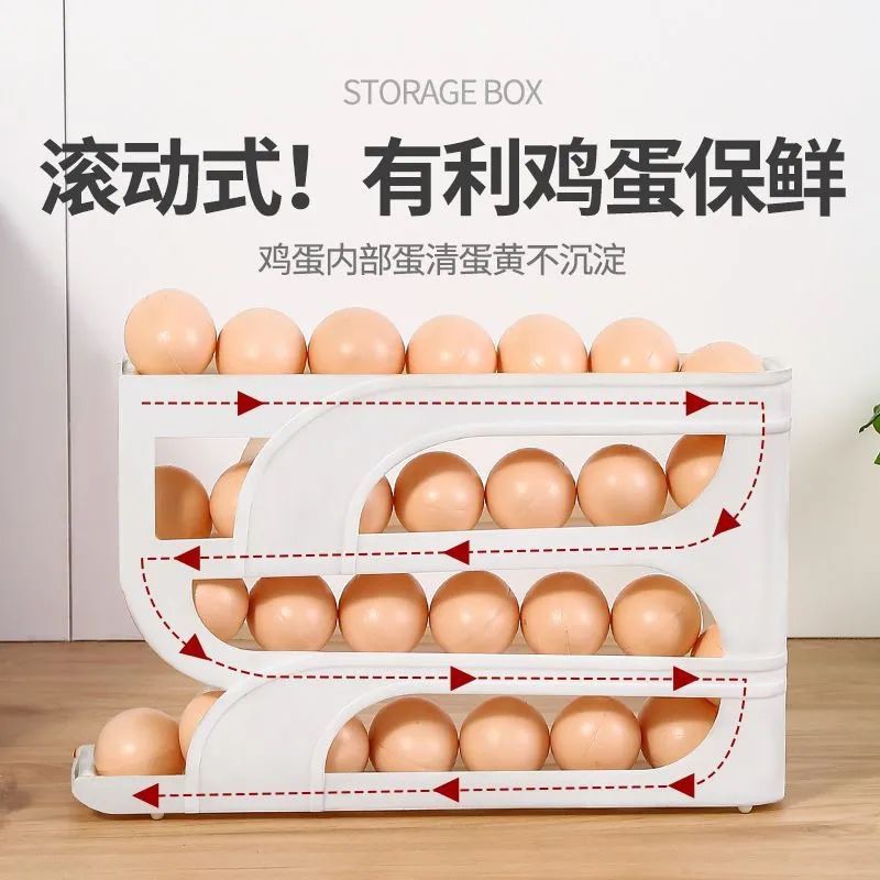 Caja de almacenamiento de huevos rodantes multicapa para puerta lateral para refrigerador, caja de almacenamiento de huevos especial para caja de almacenamiento de huevos