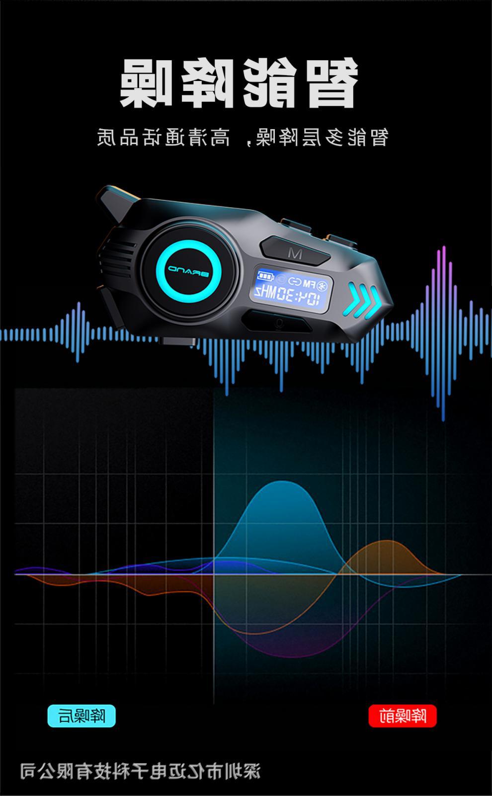 Helmet Bluetooth Headset Multi-Device Smart Interconnection Real-Time Intercom FM Radio Noise Reduction Waterproof Cycling Headset