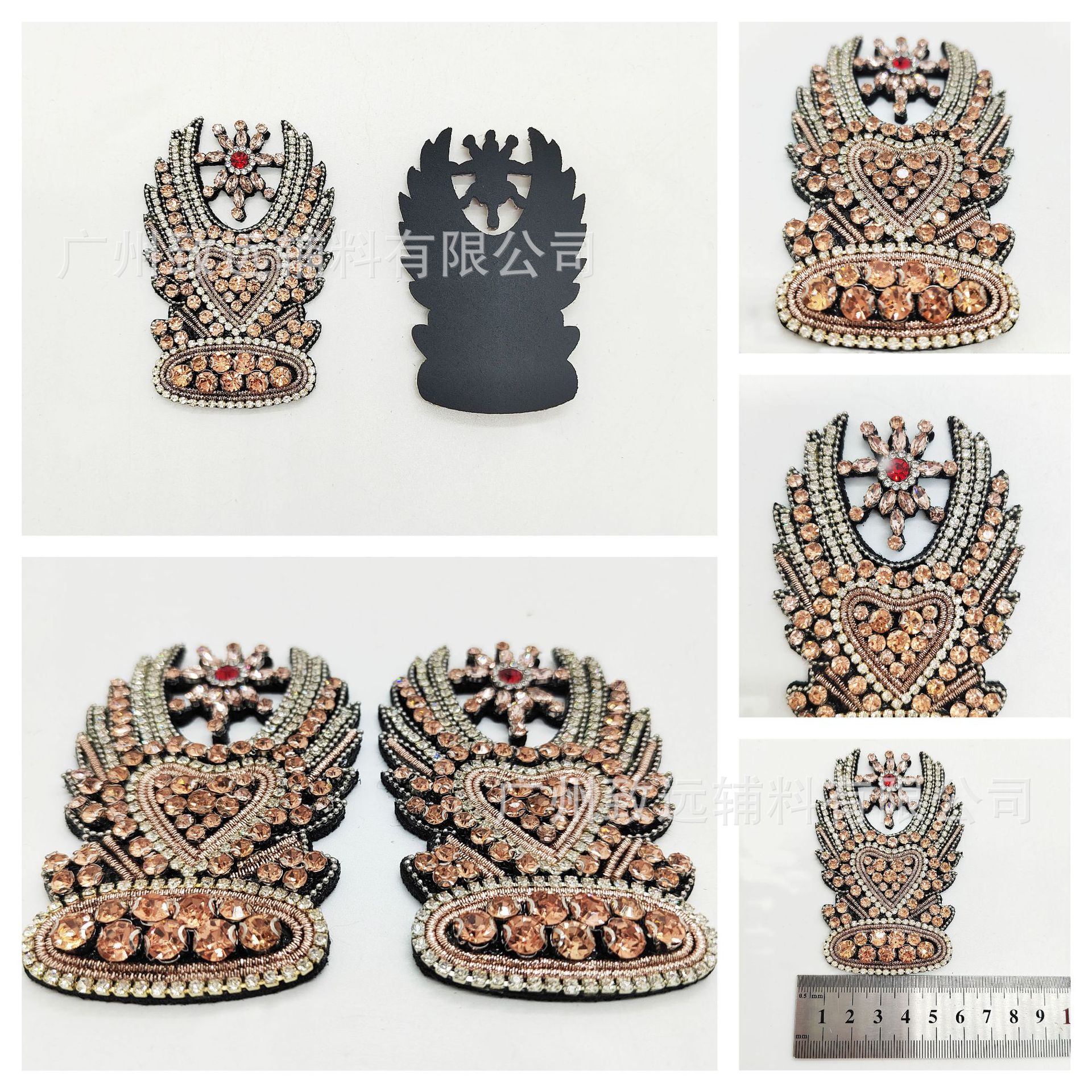 Insignias retro clásicas transfronterizas con abalorios hechos a mano, parches de diamantes de imitación de tres colores, cadenas de cuentas, accesorios de ropa DIY y accesorios para bolsos.