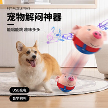 亚马逊爆款狗狗震动音乐蹦蹦球宠物发声毛绒玩具复读玩偶宠物玩具