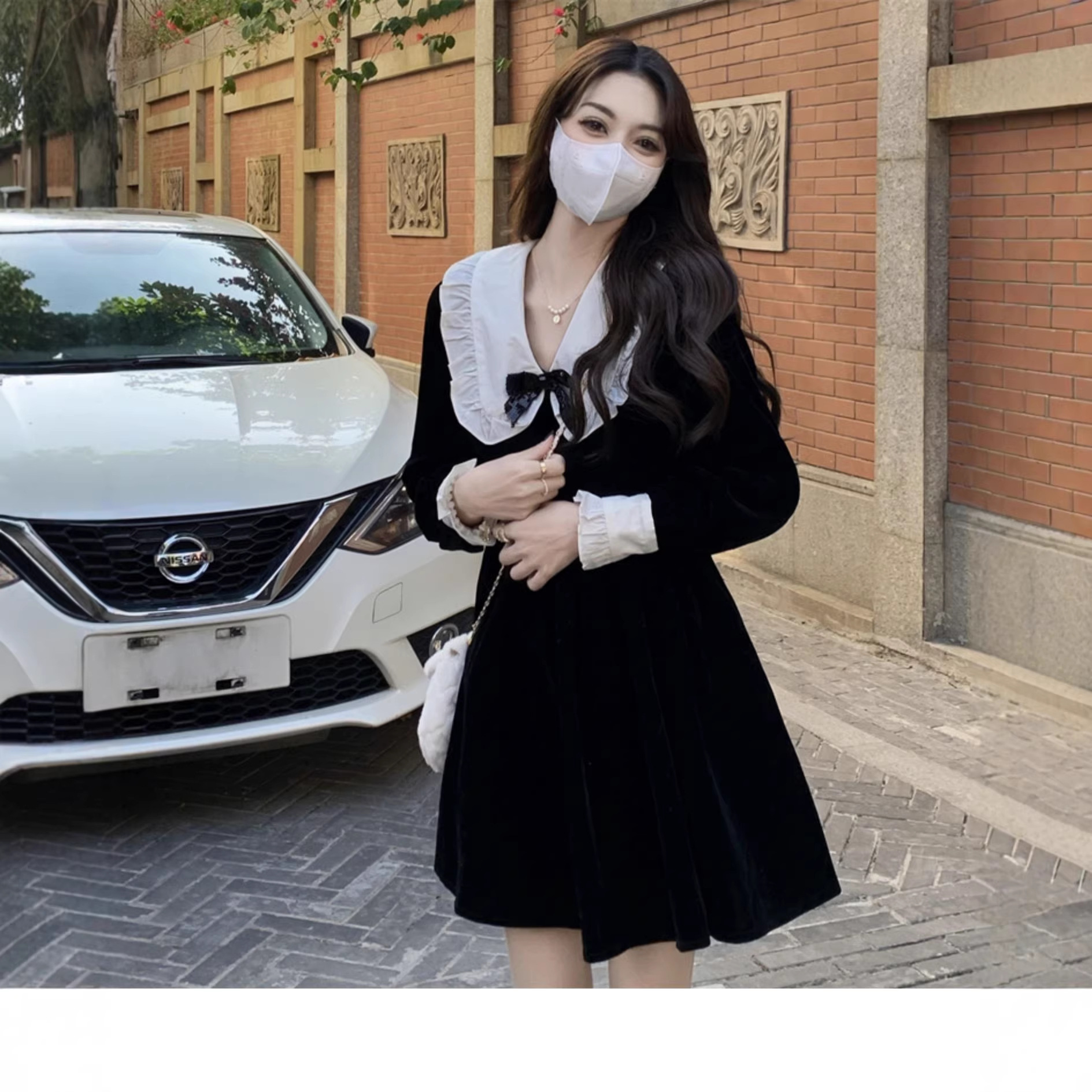 Autumn black retro dress