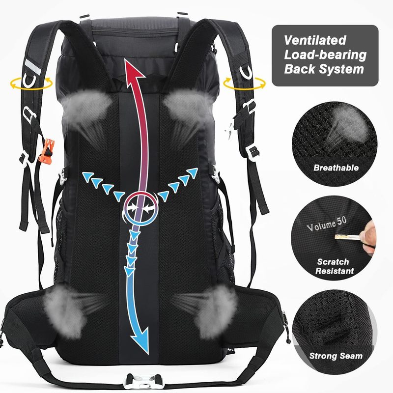 50L 登山バッグ大容量多機能キャンプトラベルバッグ防水バックパックアウトドアハイキングバックパッククロスボーダー|undefined