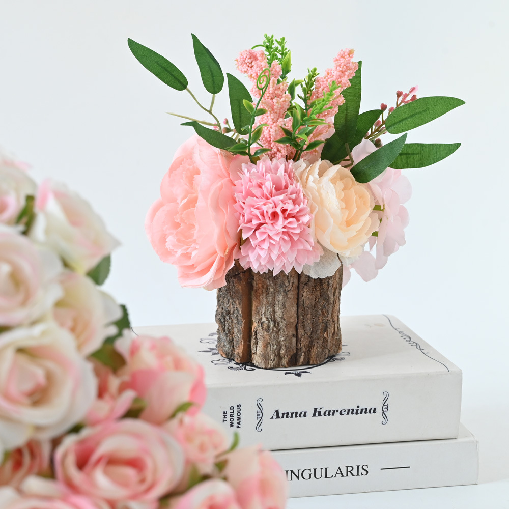 Día de San Valentín simulación de peonía bola crisântemo verde plantación en maceta muelle decorativa decoración de escritorio para el hogar Navidad transfronteriza