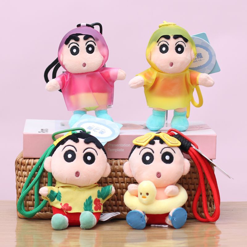 Trendy Crayon Shin-Chan Pendant Cute Plush Toy Doll Raincoat Shirt Shin-Chan Bag Charm Keychain