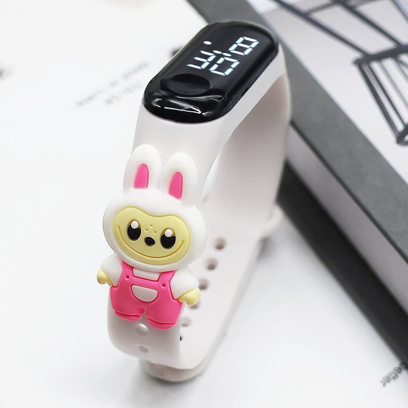 [M3] Labubu nuevo toque deportivo, luz blanca impermeable de dibujos animados, reloj electrónico LED, reloj de pulsera para estudiantes de primaria y secundaria