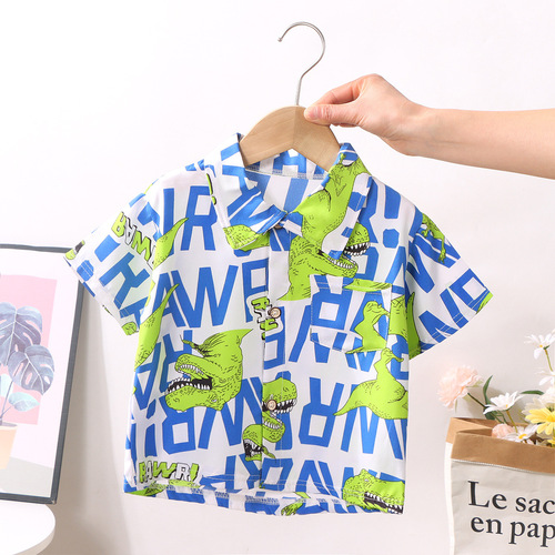 Children's shirts boys and girls lapel shirts summer baby short-sleeved floral shirts floral tops doll shirts wholesale