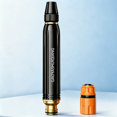 Car washing water gun household washing high pressure powerful artifact water spray gun nozzle water pipe hose pressurization (Car cleaning tools) - metal-black-diamond-4-points-plastic-water-connection